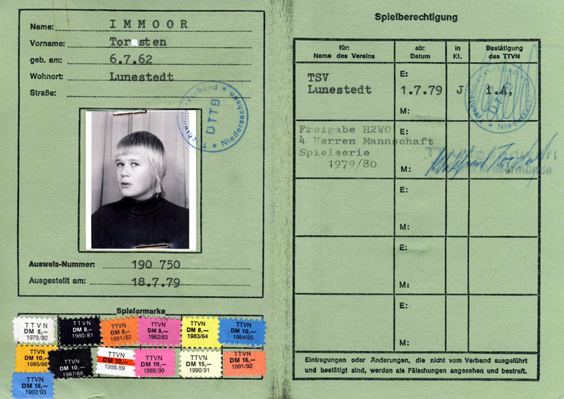 Spielerpass Thorsten Immoor